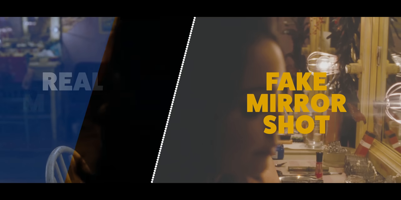 Side-by-side illustrating the invisible cut between the 'Real Mirror Shot' and 'Fake Mirror Shot' in Sucker Punch.