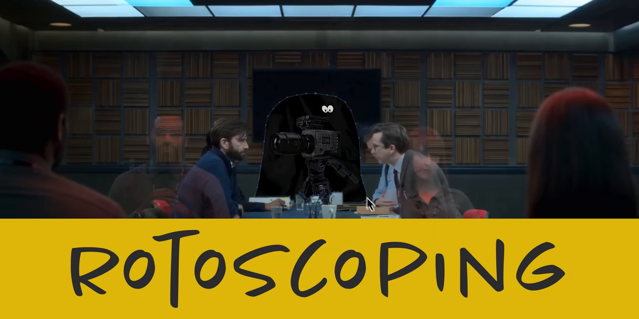 Visual demonstration showing how the camera and operator were masked out using rotoscoping in post-production.