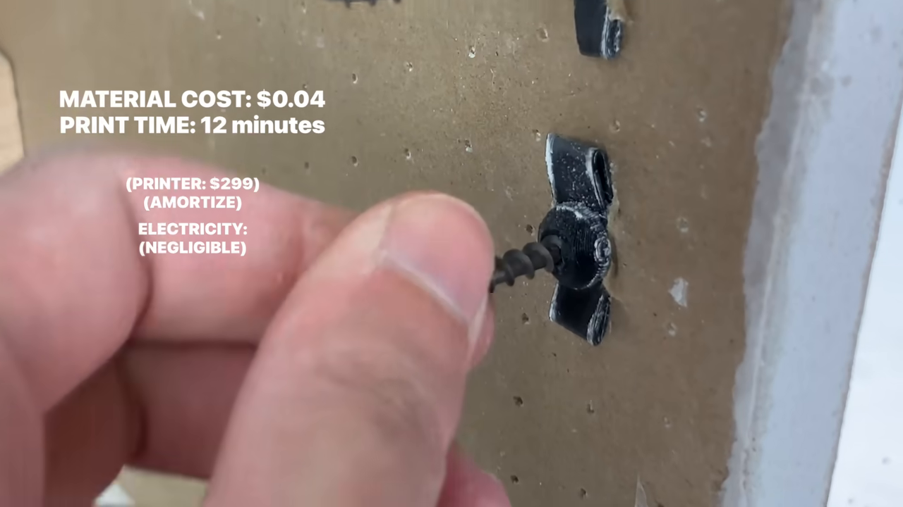 [03:57] On-screen  detailing the final breakdown of the project, including a material cost of $0.04 and a 12-minute print time.